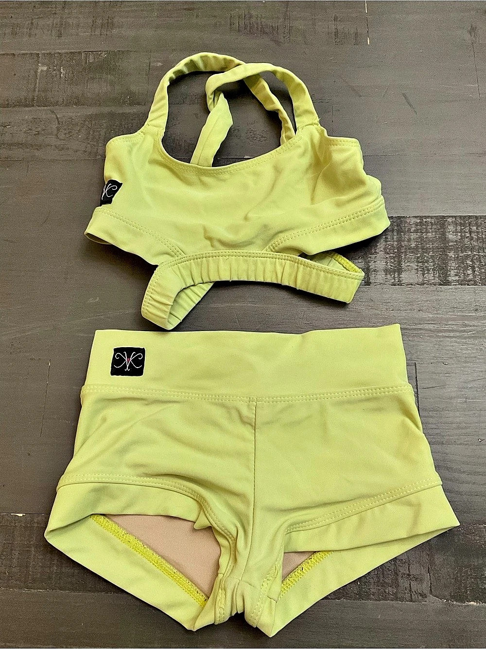 Kandi Kouture kids Yellow Athletic Two-Piece Set